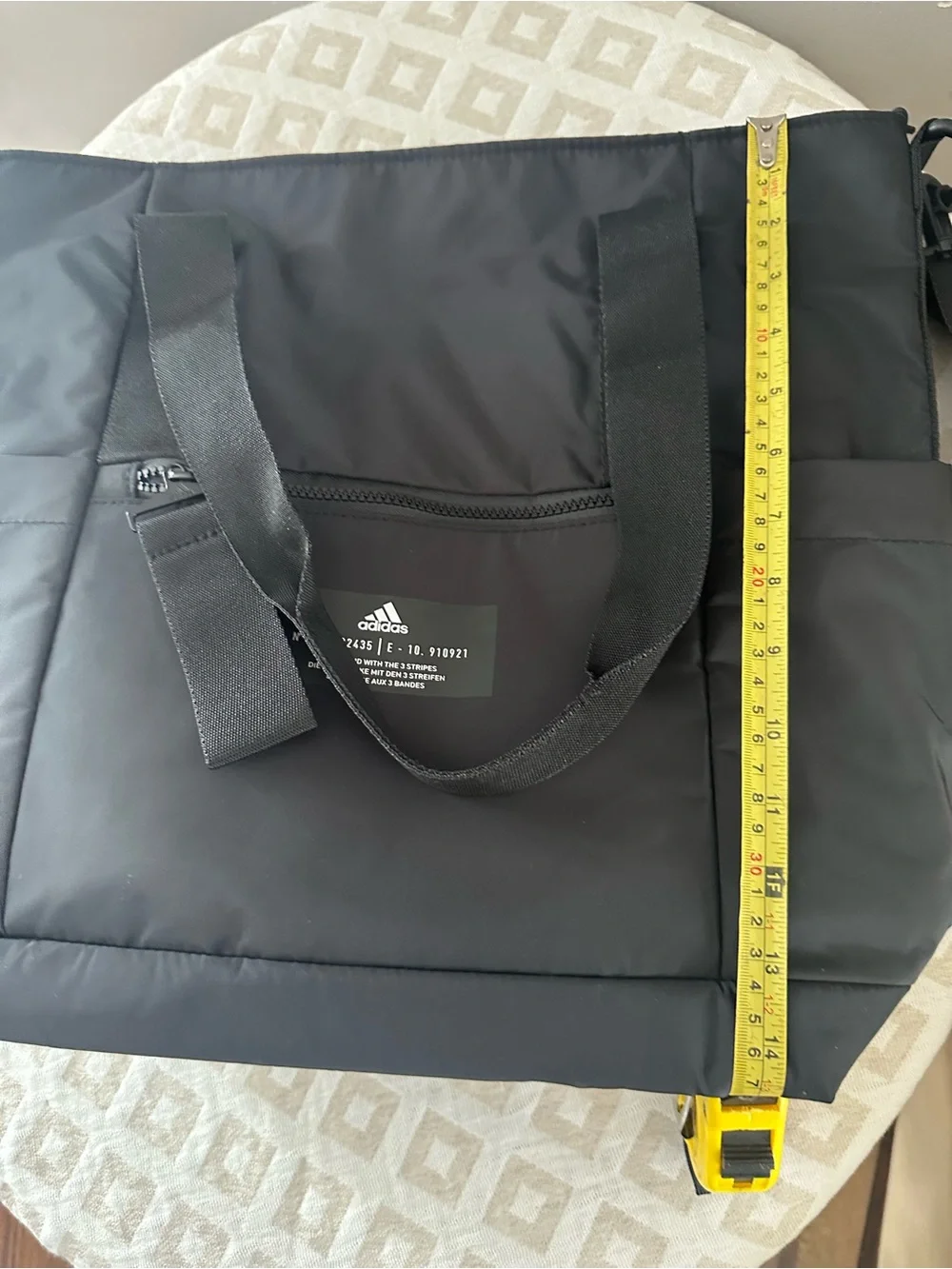 adidas Black Women's Tote Bag with Front Zip Pocket